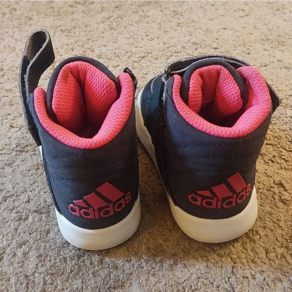 Adidas Jan BS 2 Mid Girls Toddler Sneakers Size 5k Black/Pink PRE-OWNED